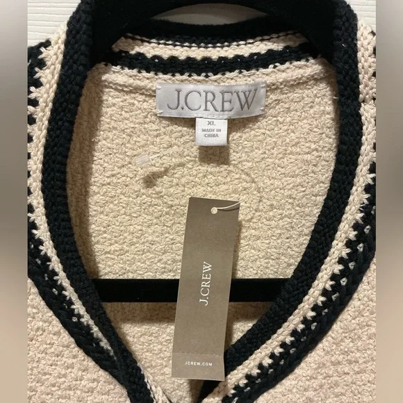 J.Crew NWT Cream And Black Lady Jacket Cardigan Woman Size X-Large Old Money - Picture 5 of 15